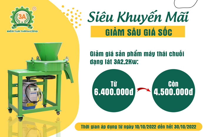 Khuyến mãi Máy thái chuối dạng lát 3A2,2kw 220v