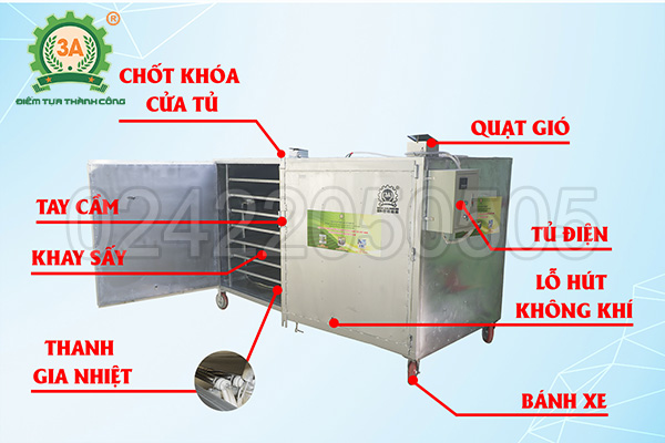 Cấu tạo Tủ sấy đế đông trùng hạ thảo 3A 14 khay