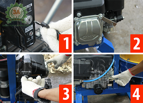 Các bước vận hành Máy băm nghiền xơ dừa, rơm, bã mía kiểu ống tròn 3A16Hp