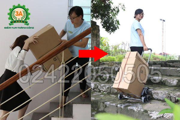 Xe đẩy hàng gấp gọn leo cầu thang 3AM3 có thể vận chuyển hàng lên xuống cầu thang dễ dàng