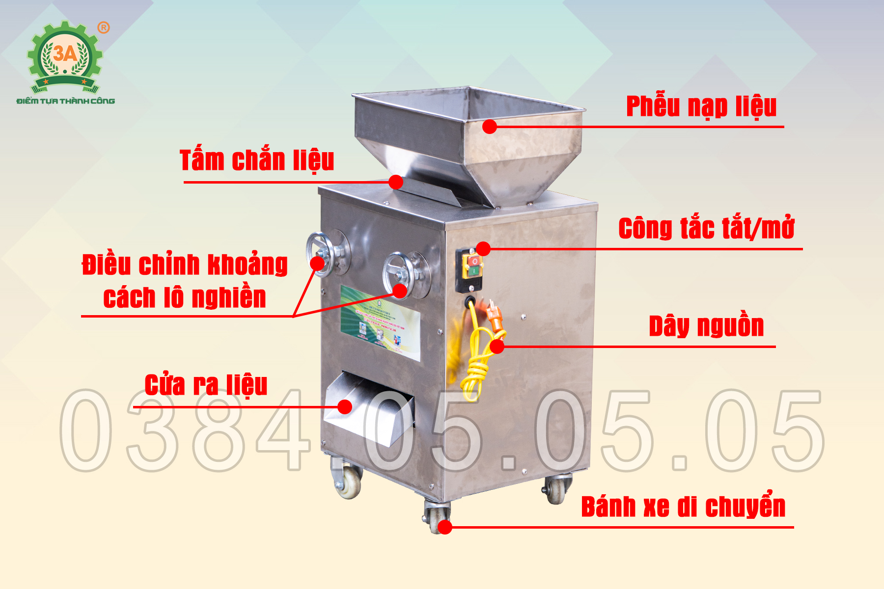 Cấu tạo Máy nghiền hạt có dầu không gia nhiệt 3A2,2kW