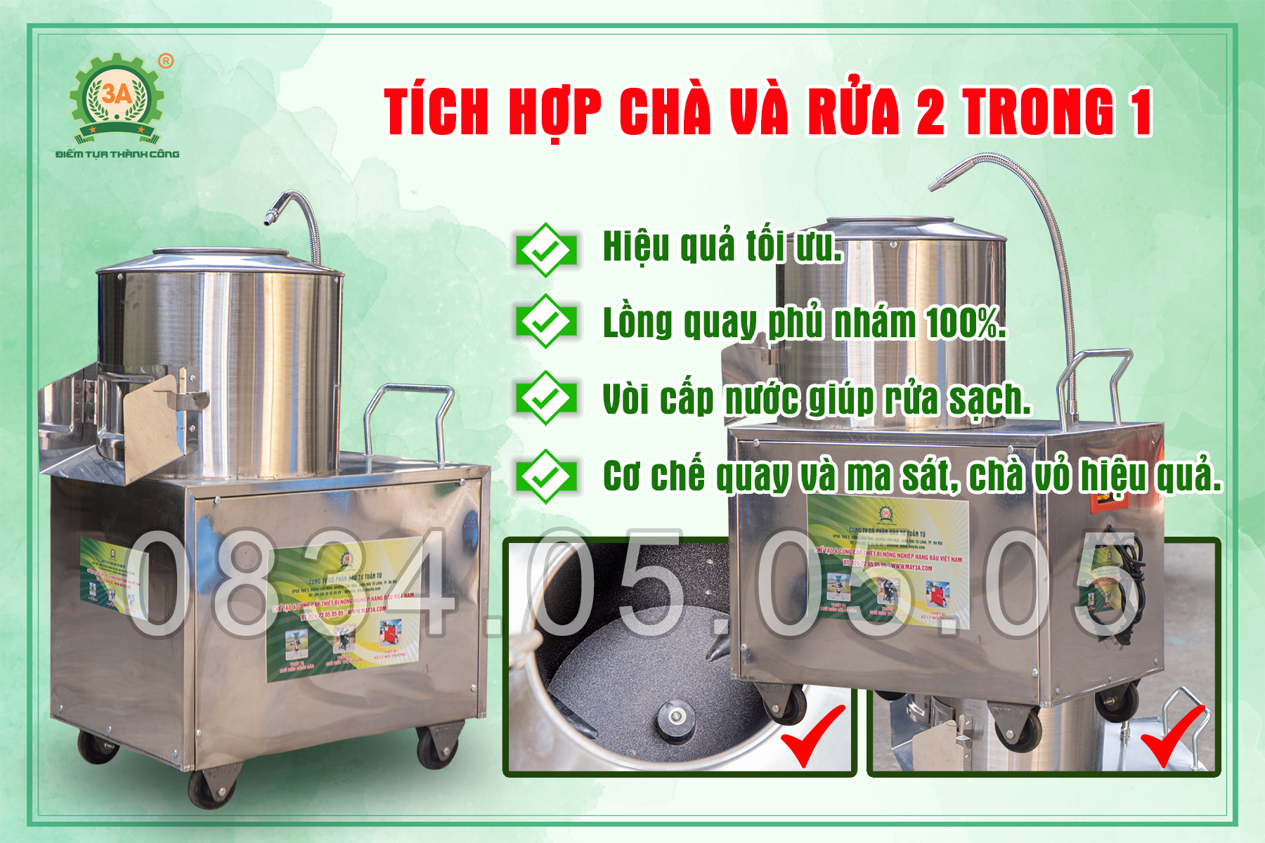 tích hợp chà rửa 2 trong 1