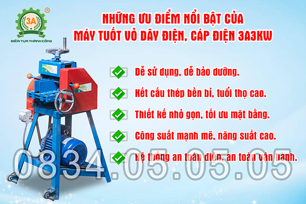 may-tuot-day-dien-phe-lieu-3a-3kw máy tuốt dây điện 3A 3kW