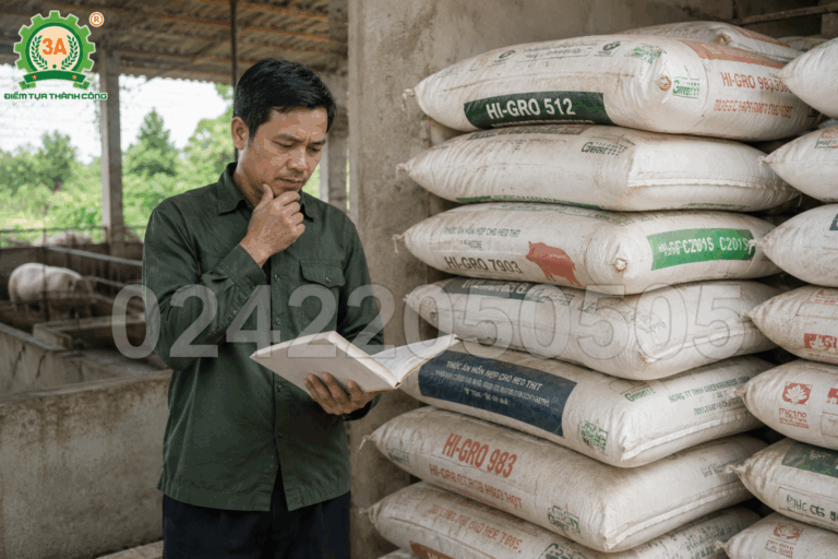 Nông dân tính chi phí cám công nghiệp so với tự trộn thức ăn