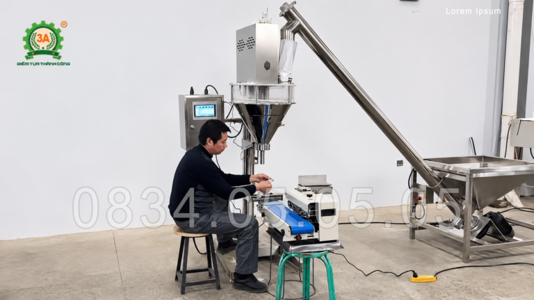 máy đóng gói nguyên liệu bột bán tự động