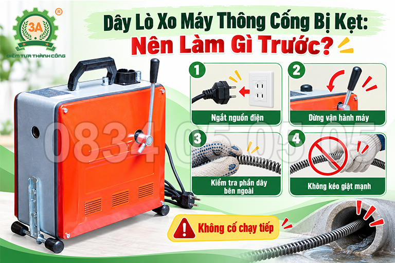 Máy Thông Tắc Cống Bị Kẹt Dây Lò Xo