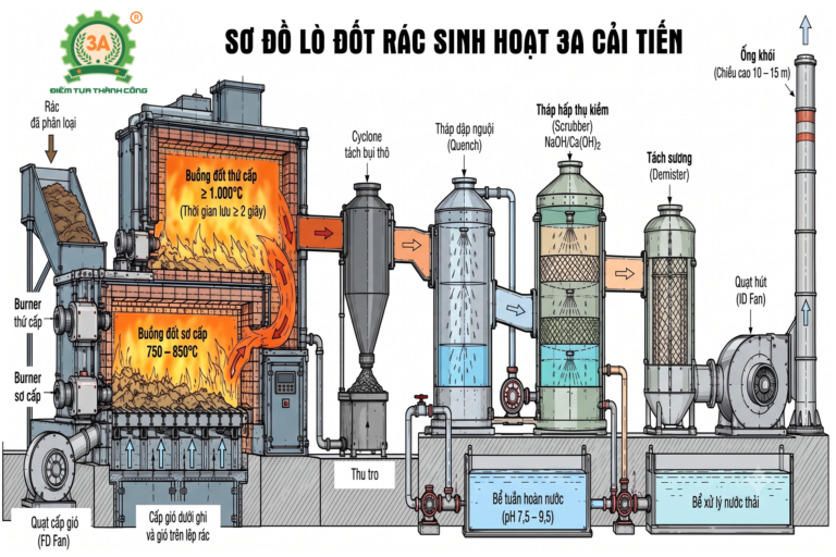 sơ đồ chi tiết lò đốt rác cải tiến 3A